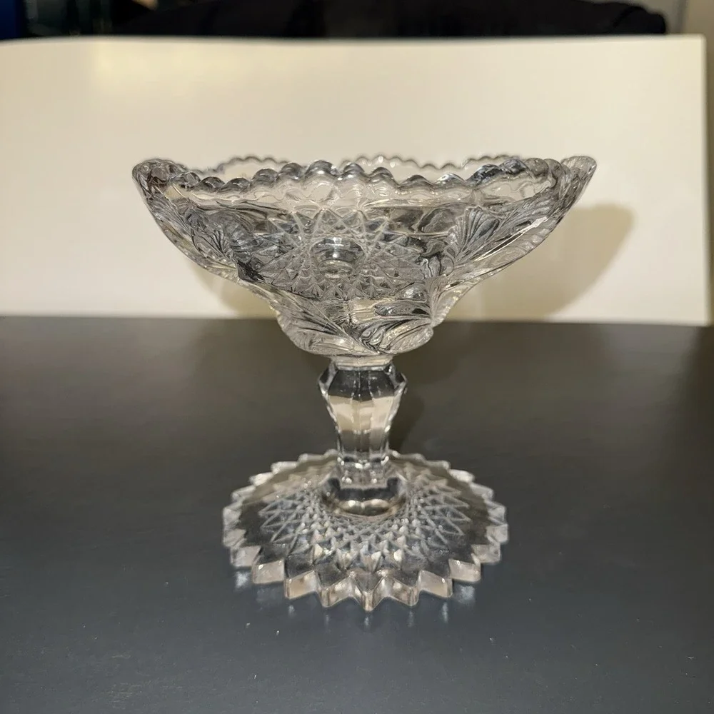 Vintage Millersburg Hobstar‎ & Feather Stemmed Compote